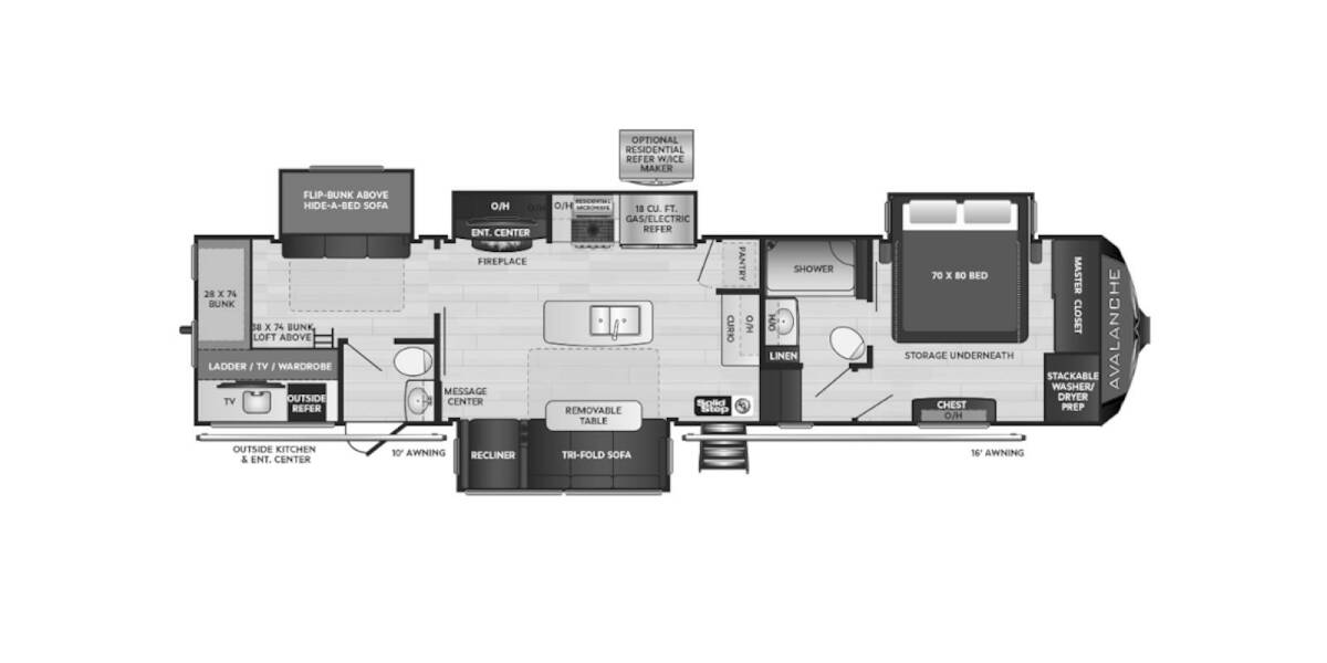 2021 Keystone Avalanche 378BH Fifth Wheel at Big Adventure RV STOCK# AV21699 Floor plan Layout Photo
