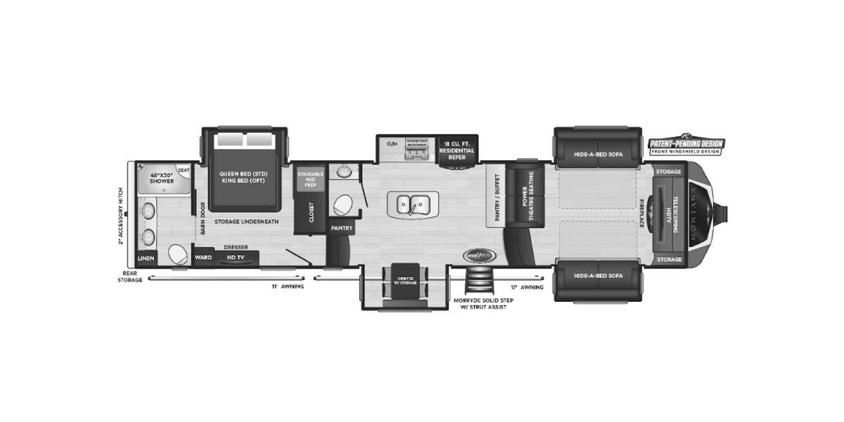 2019 Keystone Montana 3761FL Fifth Wheel at Big Adventure RV STOCK# KM19008 Floor plan Layout Photo