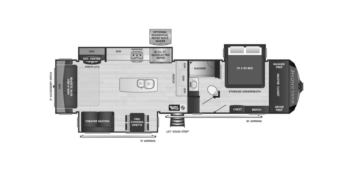 2022 Keystone Avalanche 322RL Fifth Wheel at Big Adventure RV STOCK# AV22678 Floor plan Layout Photo