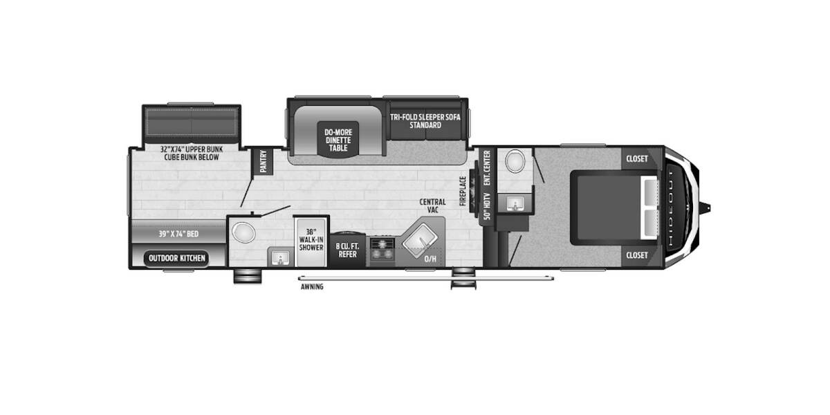 2021 Keystone Hideout 308BHDS Fifth Wheel at Big Adventure RV STOCK# Hi21697 Floor plan Layout Photo