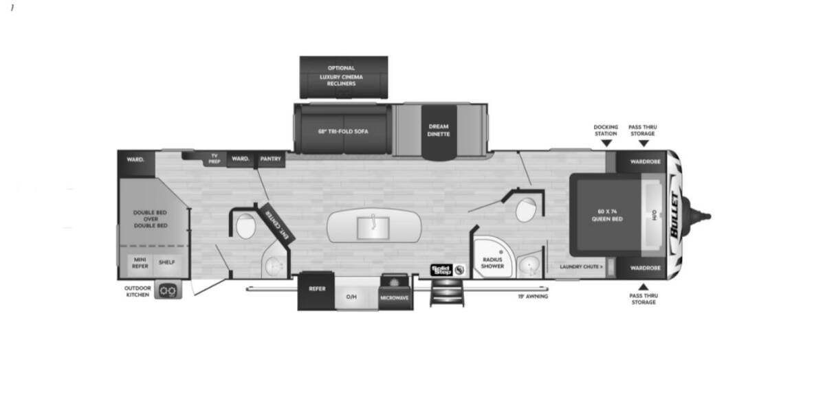 2022 Keystone Bullet 330BHS Travel Trailer at Big Adventure RV STOCK# BU22701 Floor plan Layout Photo