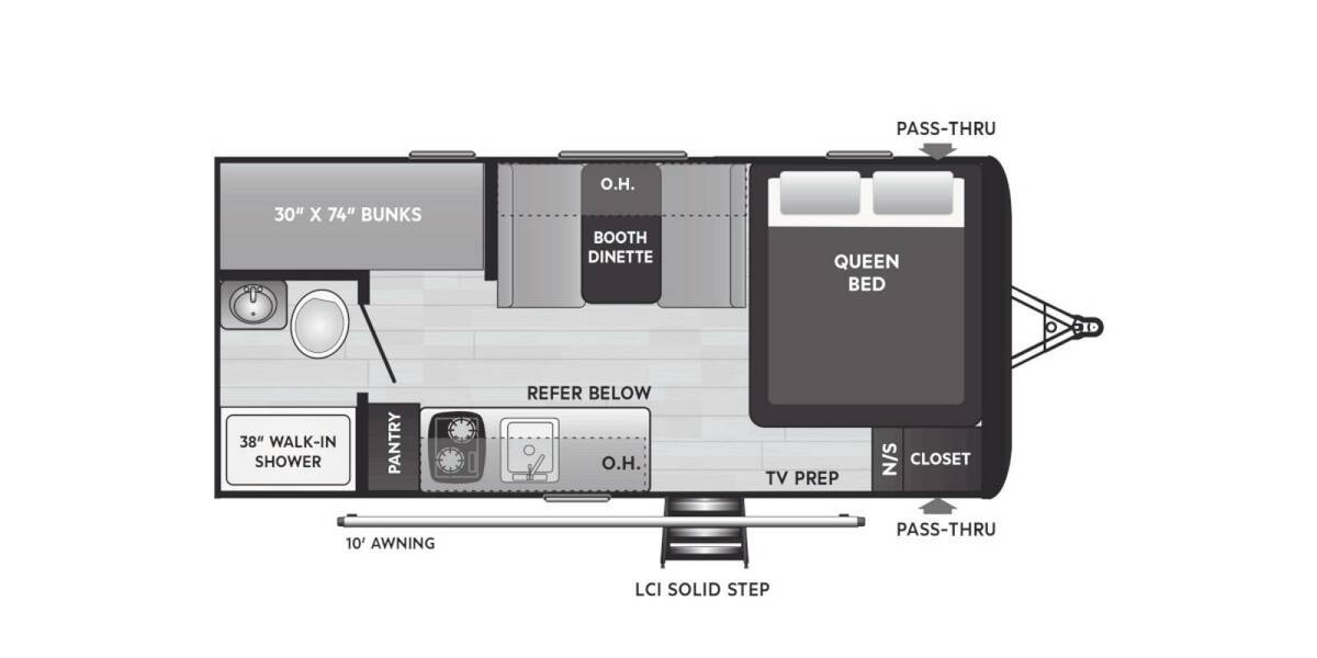2022 Keystone Hideout 175BH Travel Trailer at Big Adventure RV STOCK# Hi22740 Floor plan Layout Photo