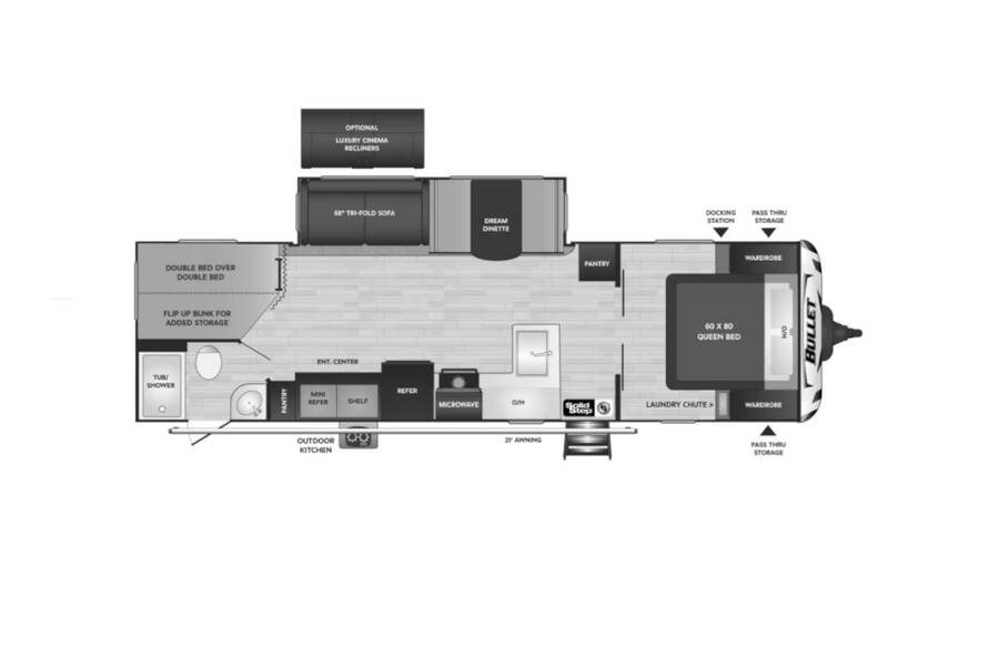 2022 Keystone Bullet 290BHS  at Big Adventure RV STOCK# BU22747 Floor plan Layout Photo