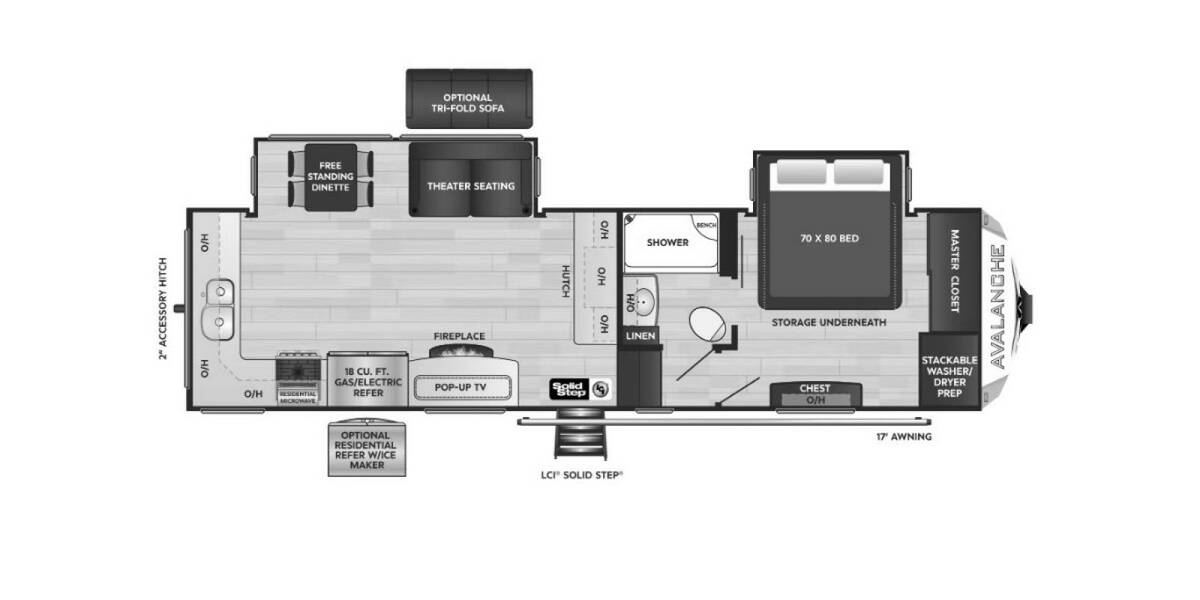2022 Keystone Avalanche 295RK Fifth Wheel at Big Adventure RV STOCK# AV22753 Floor plan Layout Photo