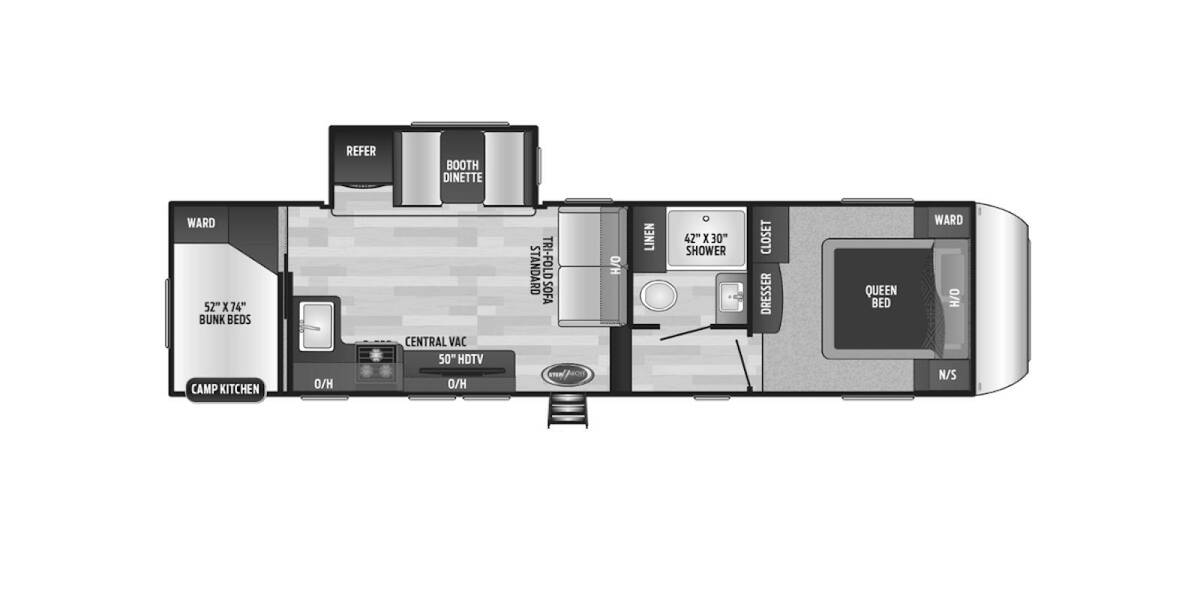 2019 Keystone Hideout 295BHS Fifth Wheel at Big Adventure RV STOCK# HI19299 Floor plan Layout Photo