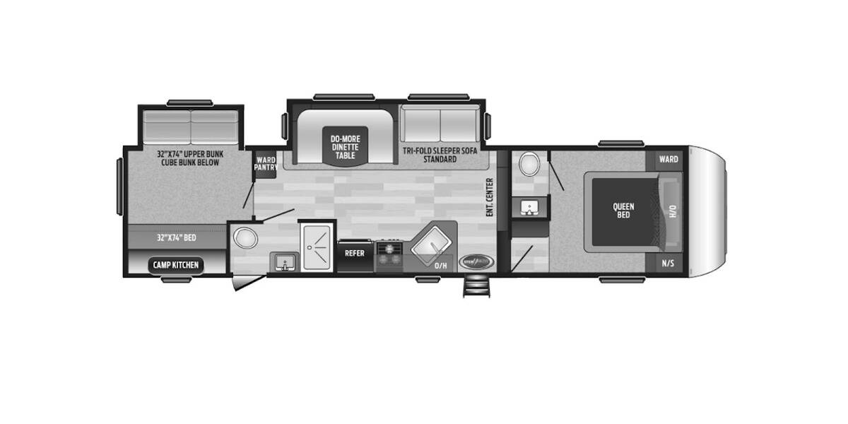 2019 Keystone Hideout 308BHDS Fifth Wheel at Big Adventure RV STOCK# HI19245 Floor plan Layout Photo