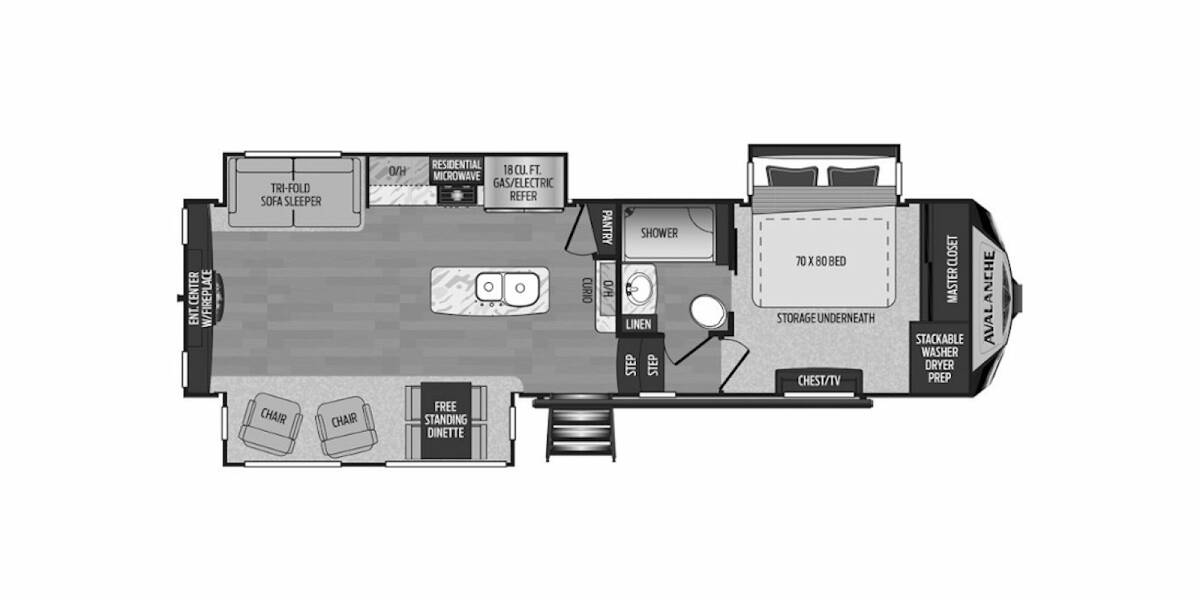 2019 Keystone Avalanche 300RE Fifth Wheel at Big Adventure RV STOCK# AV19266 Floor plan Layout Photo