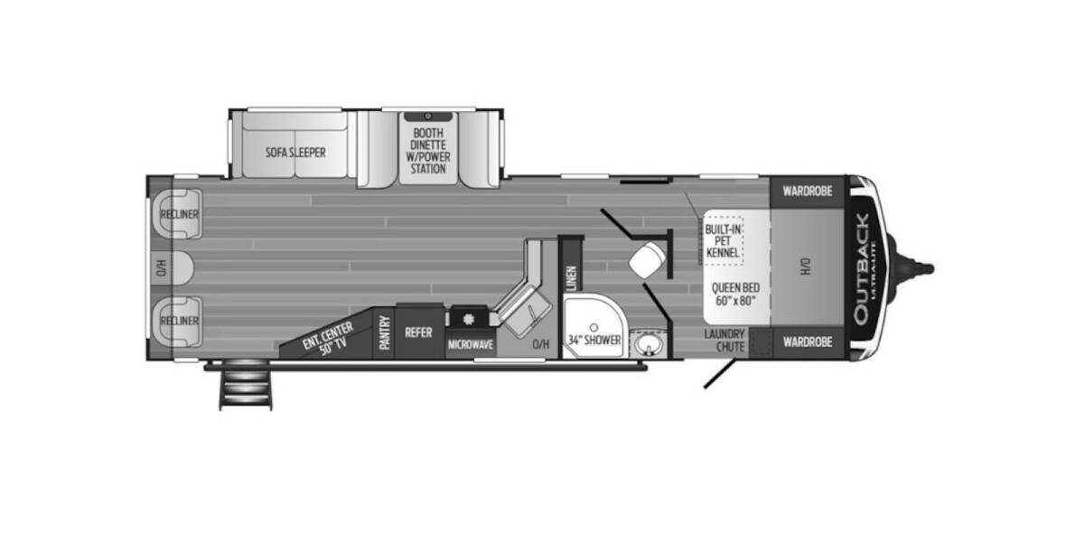 2020 Keystone Outback Ultra-Lite 299URL Travel Trailer at Big Adventure RV STOCK# OU20367 Floor plan Layout Photo