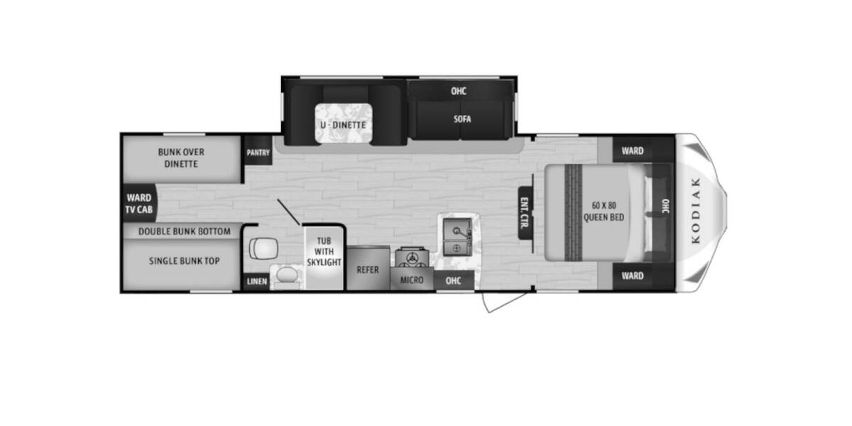 2020 Dutchmen Kodiak Ultra-Lite 283BHSL Travel Trailer at Big Adventure RV STOCK# KO20398 Floor plan Layout Photo