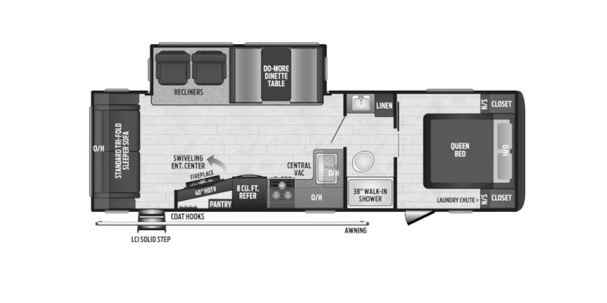 2020 Keystone Hideout 27RLS Travel Trailer at Big Adventure RV STOCK# HI20402 Floor plan Layout Photo