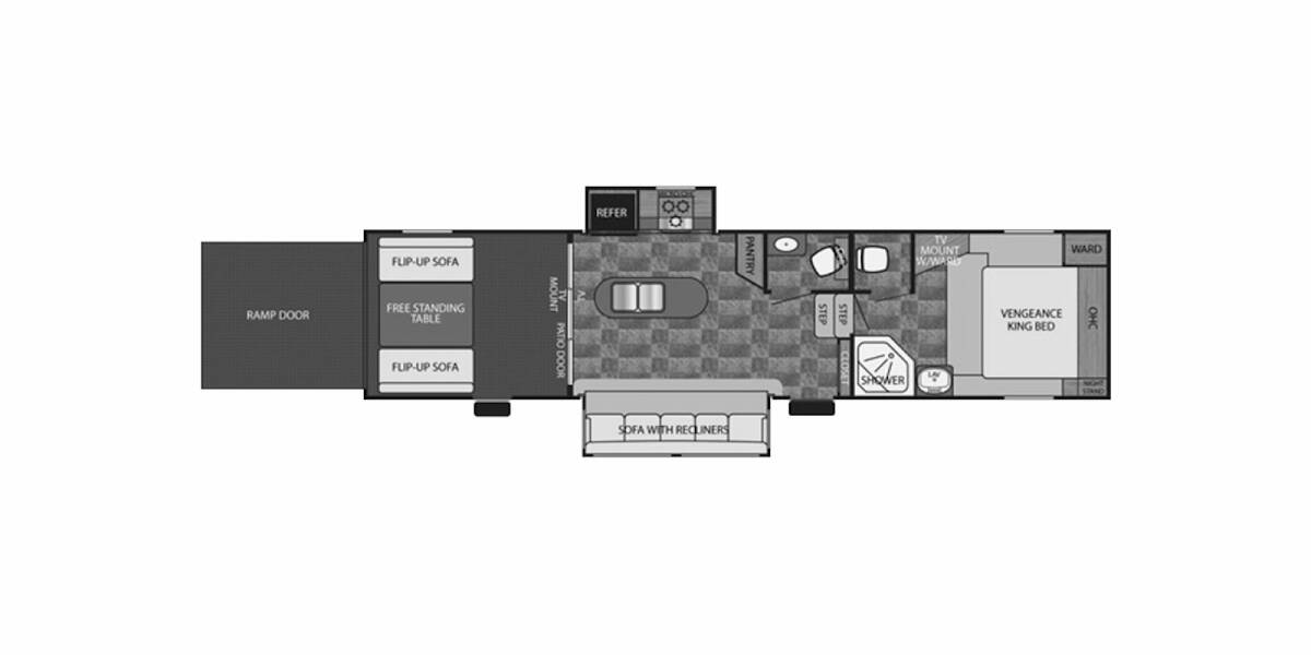 2014 Vengeance Toy Hauler 316A Fifth Wheel at Big Adventure RV STOCK# VE14001 Floor plan Layout Photo