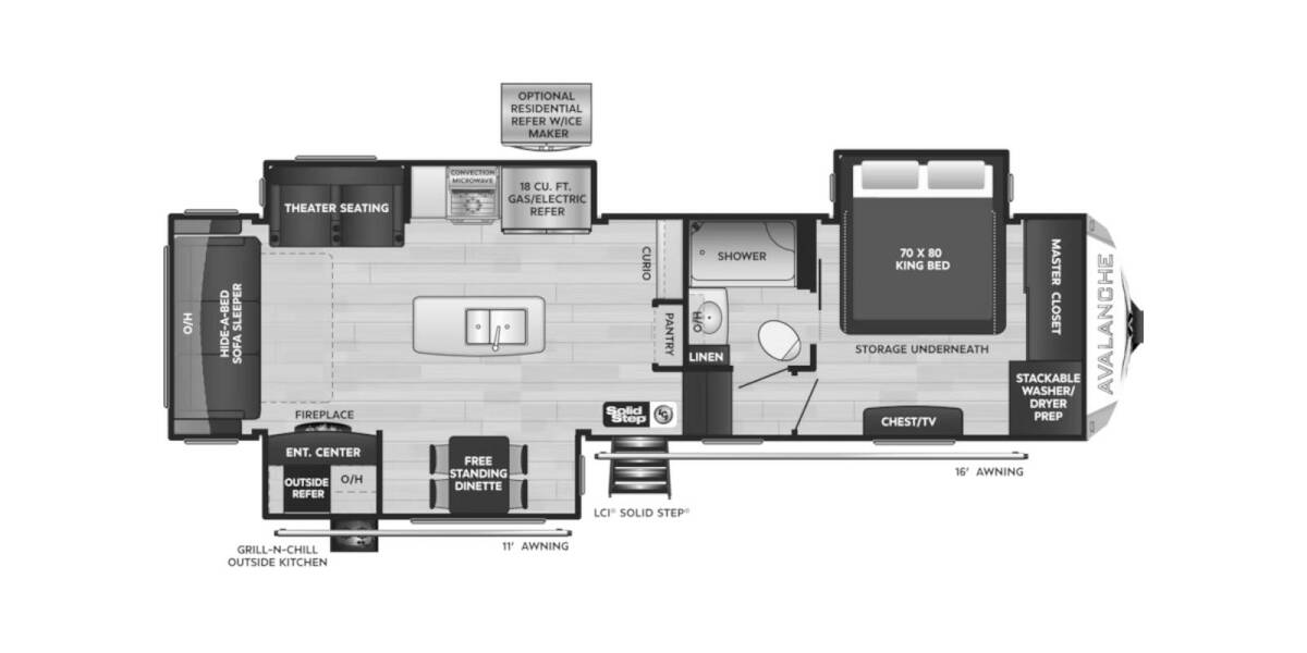 2023 Keystone Avalanche 302RS Fifth Wheel at Big Adventure RV STOCK# AV23813 Floor plan Layout Photo