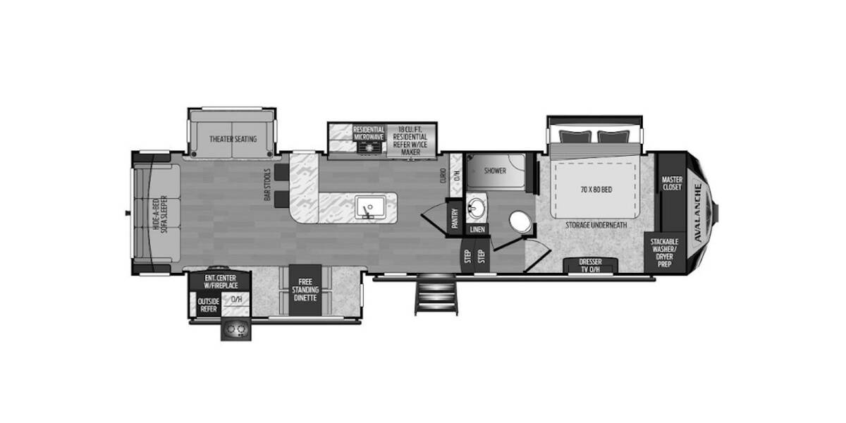 2020 Keystone Avalanche 339GK Fifth Wheel at Big Adventure RV STOCK# AV20412 Floor plan Layout Photo