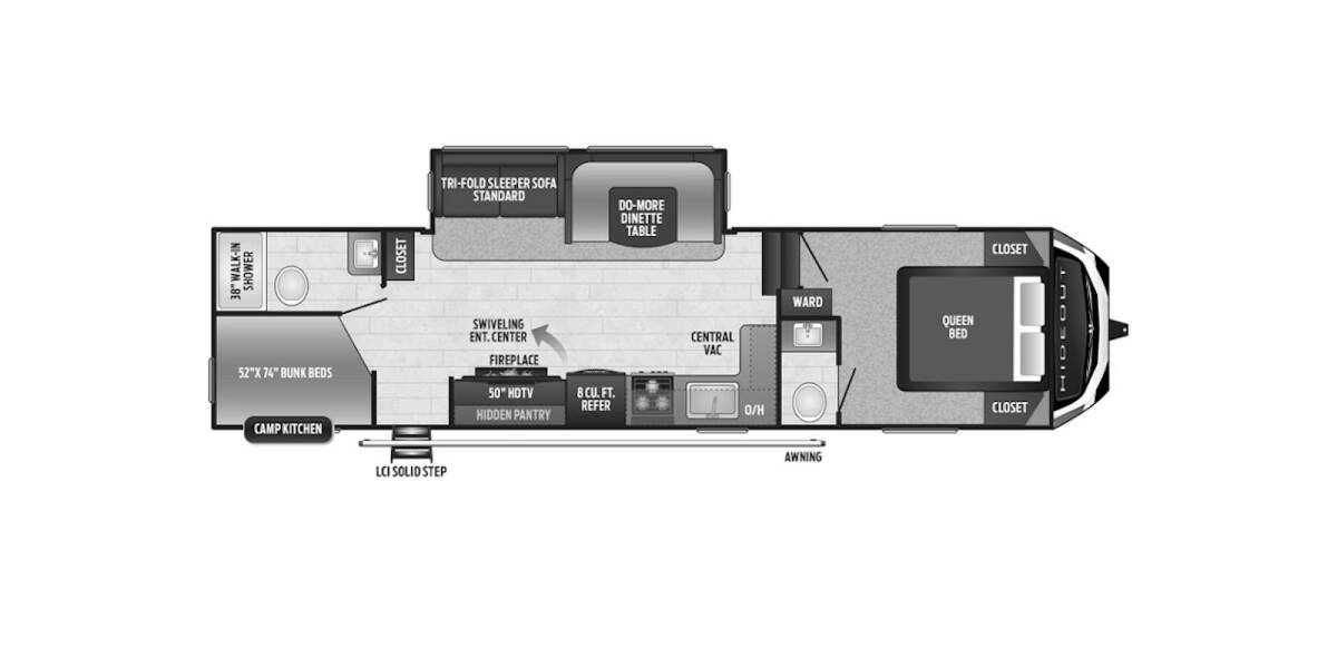 2020 Keystone Hideout 301DBS Fifth Wheel at Big Adventure RV STOCK# Hi20409 Floor plan Layout Photo