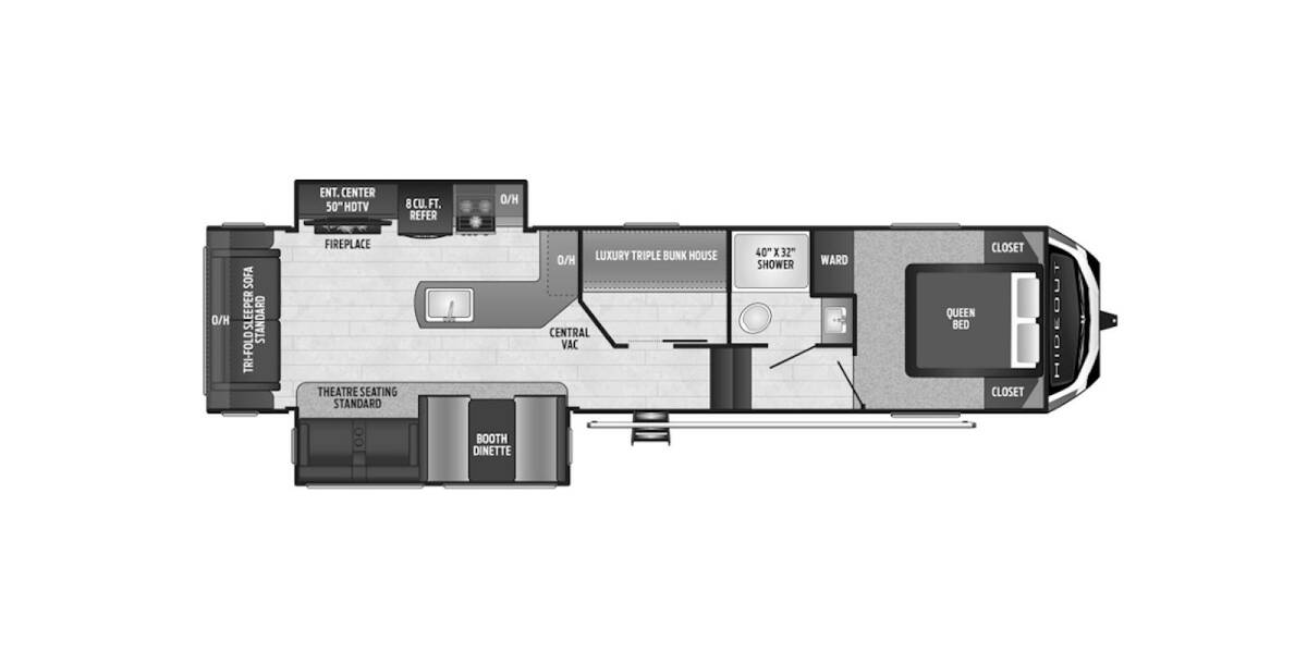 2020 Keystone Hideout 320MBDS Fifth Wheel at Big Adventure RV STOCK# Hi20416 Floor plan Layout Photo