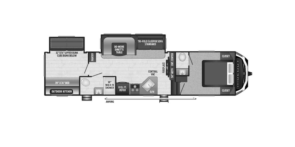 2020 Keystone Hideout 308BHDS Fifth Wheel at Big Adventure RV STOCK# Hi20439 Floor plan Layout Photo