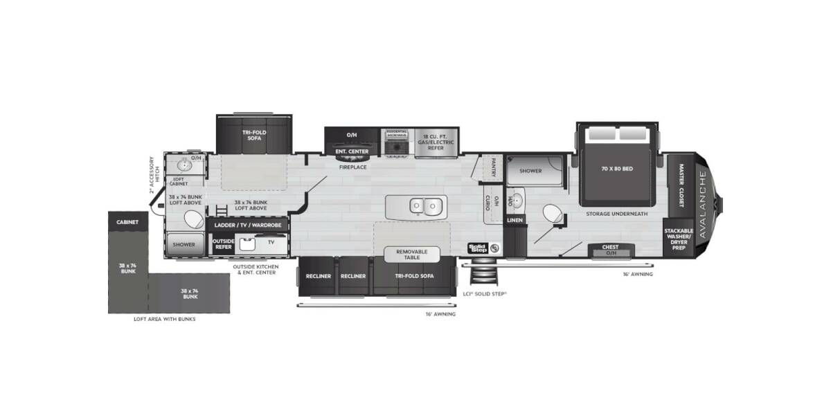 2021 Keystone Avalanche 395BH Fifth Wheel at Big Adventure RV STOCK# AV21453 Floor plan Layout Photo