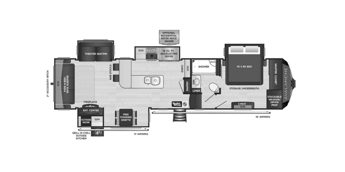 2022 Keystone Avalanche 338GK Fifth Wheel at Big Adventure RV STOCK# AV23812F Floor plan Layout Photo