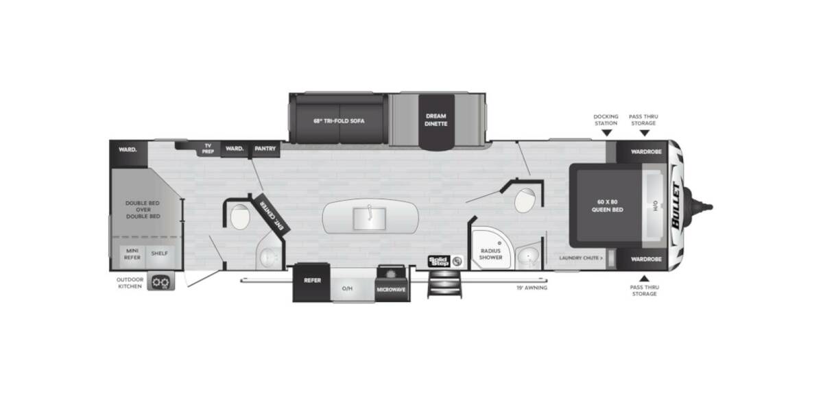 2021 Keystone Bullet 330BHS Travel Trailer at Big Adventure RV STOCK# BU214002 Floor plan Layout Photo