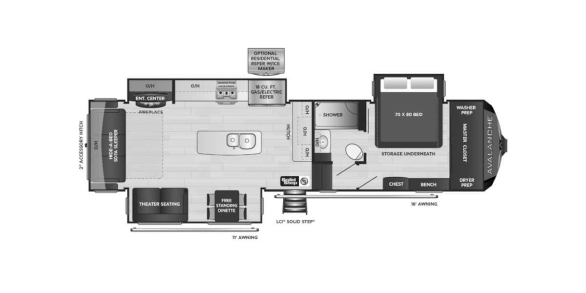 2021 Keystone Avalanche 322RL Fifth Wheel at Big Adventure RV STOCK# AV21537 Floor plan Layout Photo