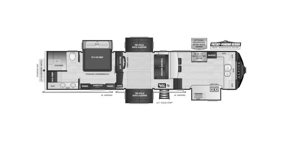 2022 Keystone Alpine 3790FK Fifth Wheel at Big Adventure RV STOCK# AL23822F Floor plan Layout Photo