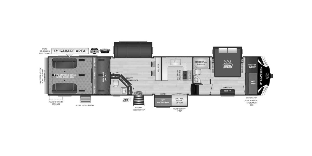 2023 Keystone Fuzion 421 Fifth Wheel at Big Adventure RV STOCK# FU23830 Floor plan Layout Photo