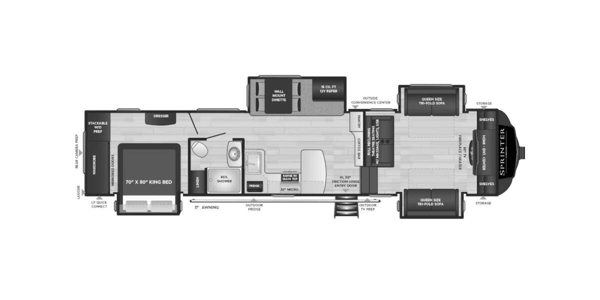 2024 Keystone Sprinter Limited 3670FLS Fifth Wheel at Big Adventure RV STOCK# SP24839 Floor plan Layout Photo