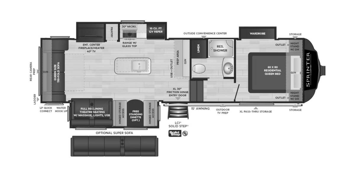 2024 Keystone Sprinter 30RL Fifth Wheel at Big Adventure RV STOCK# SP24850 Floor plan Layout Photo